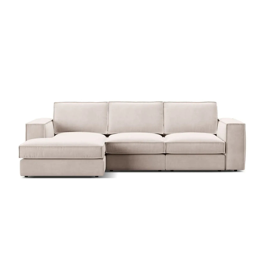 Pola 3-Sitzer Ecksofa, Linke Seite, aus Samt oder Strukturstoff, 284x158 cm - ZEN ZONE Furniture