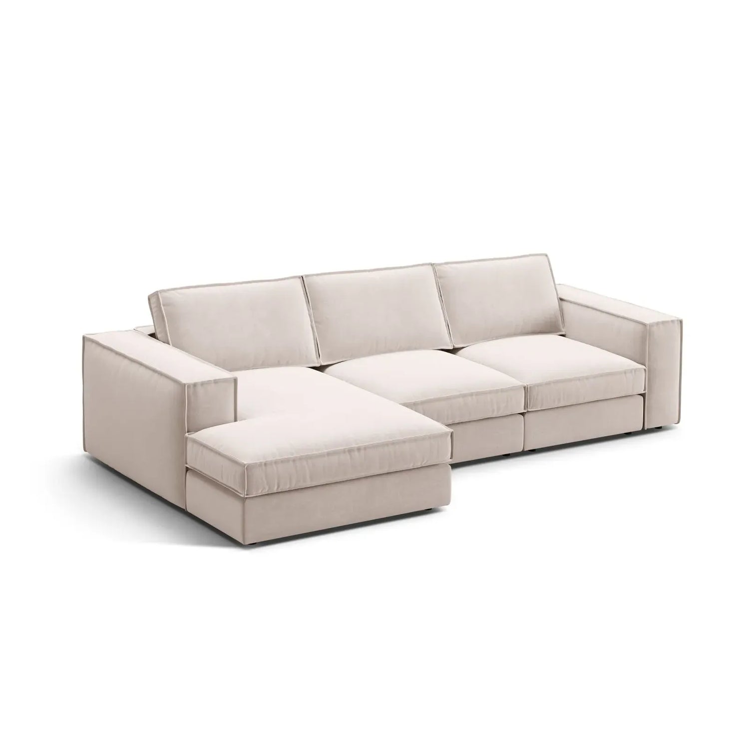Pola 3-Sitzer Ecksofa, Linke Seite, aus Samt oder Strukturstoff, 284x158 cm - ZEN ZONE Furniture