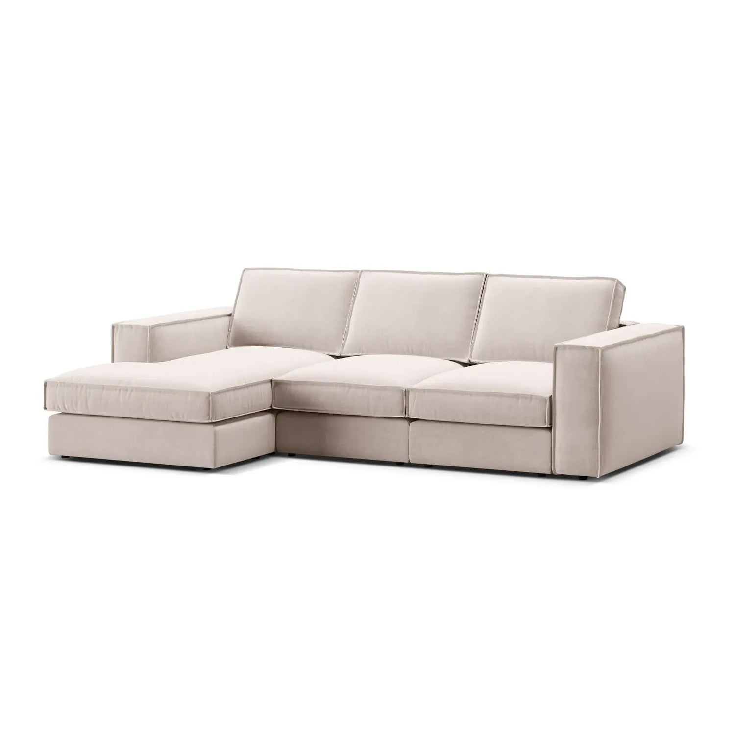Pola 3-Sitzer Ecksofa, Linke Seite, aus Samt oder Strukturstoff, 284x158 cm - ZEN ZONE Furniture