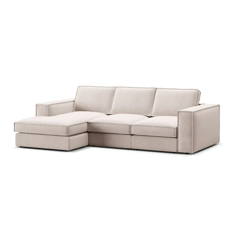 Pola 3-Sitzer Ecksofa, Linke Seite, aus Samt oder Strukturstoff, 284x158 cm - ZEN ZONE Furniture