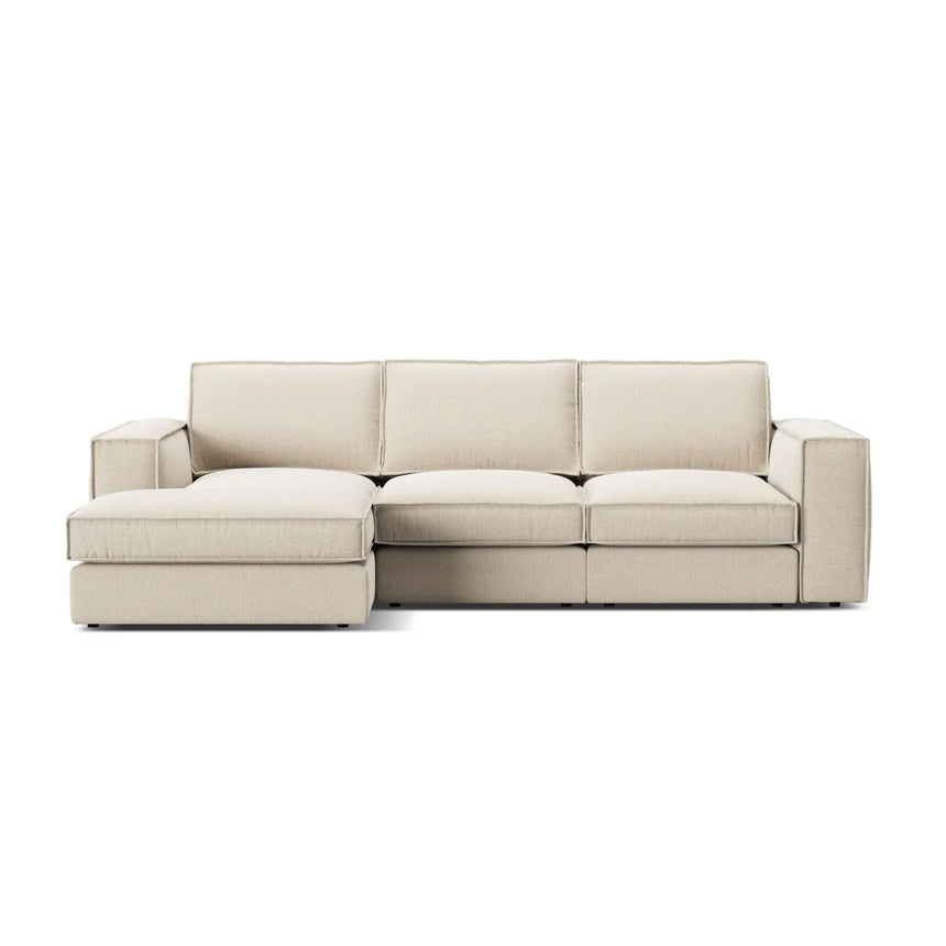 Pola 3-Sitzer Ecksofa, Linke Seite, aus Samt oder Strukturstoff, 284x158 cm - ZEN ZONE Furniture