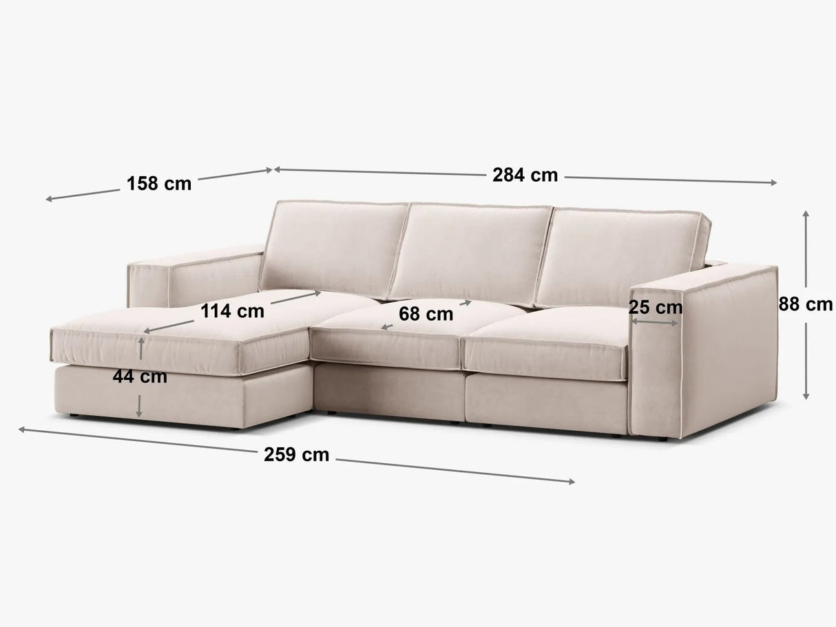 Pola 3-Sitzer Ecksofa, Linke Seite, aus Strukturierter Stoff in Beige (BABEL TOFFEE), 284x158 cm von Micadoni – Bild 2