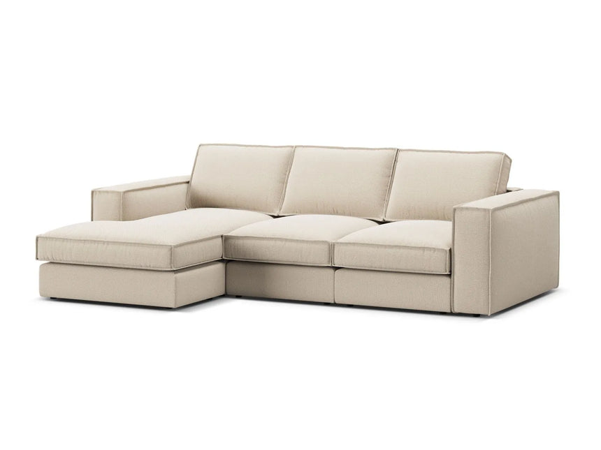 Pola 3-Sitzer Ecksofa, Linke Seite, aus Strukturierter Stoff in Beige (BABEL TOFFEE), 284x158 cm von Micadoni – Bild 4