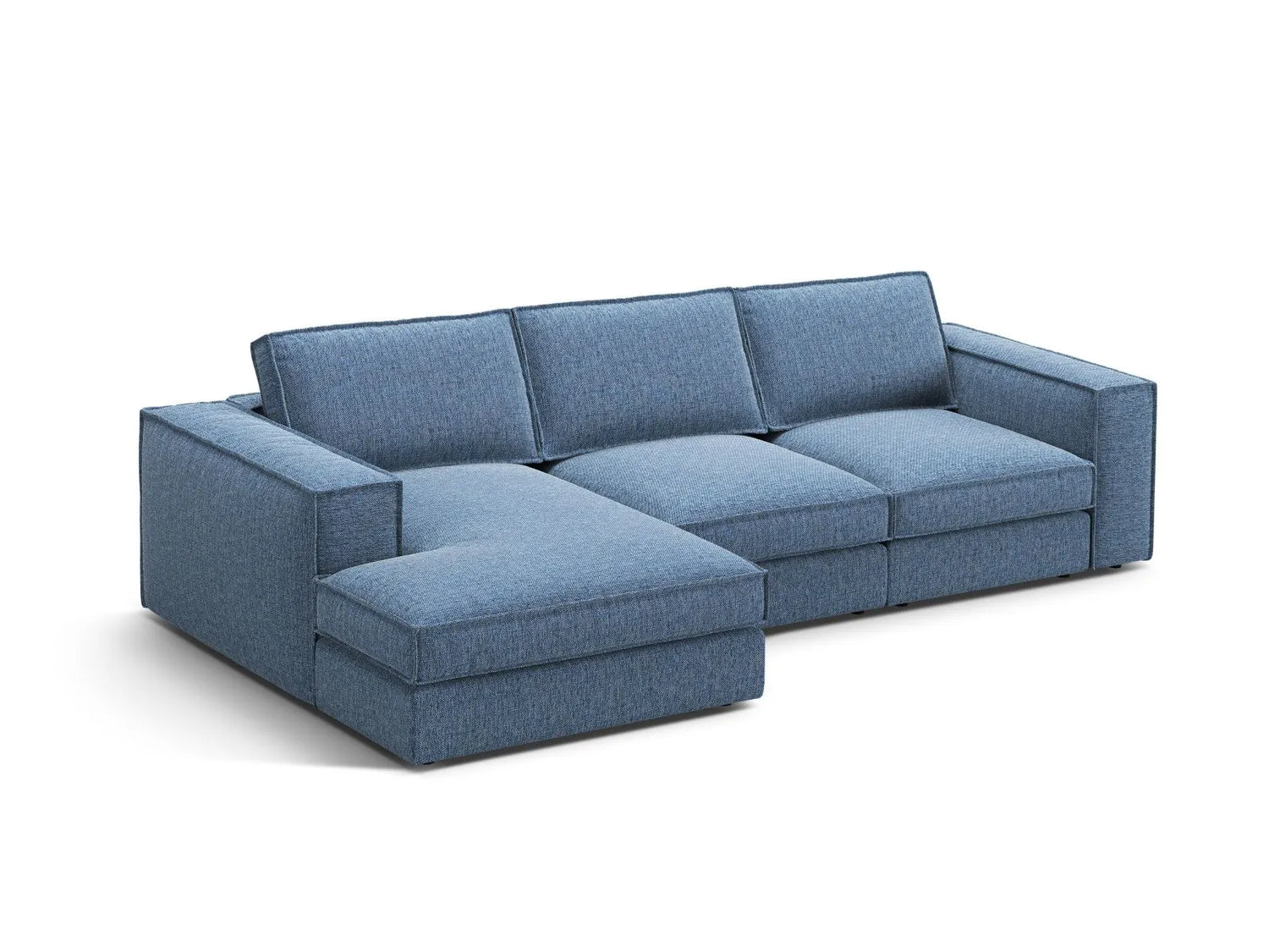 Pola 3-Sitzer Ecksofa, Linke Seite, aus Strukturierter Stoff in Dunkelblau (BABEL BLUE), 284x158 cm von Micadoni – Bild 3