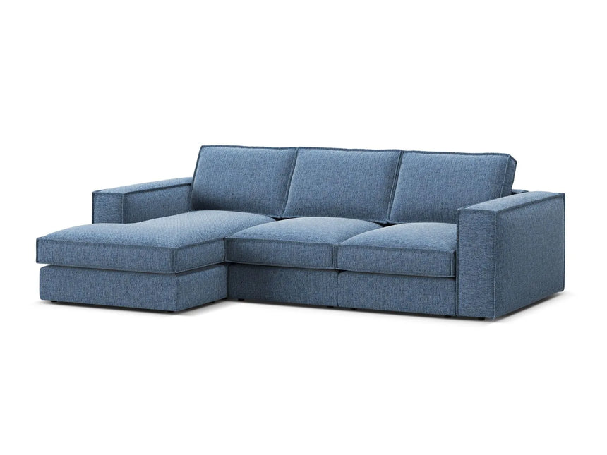 Pola 3-Sitzer Ecksofa, Linke Seite, aus Strukturierter Stoff in Dunkelblau (BABEL BLUE), 284x158 cm von Micadoni – Bild 4