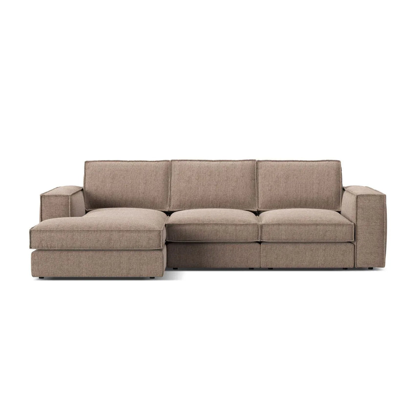 Pola 3-Sitzer Ecksofa, Linke Seite, aus Samt oder Strukturstoff, 284x158 cm - ZEN ZONE Furniture