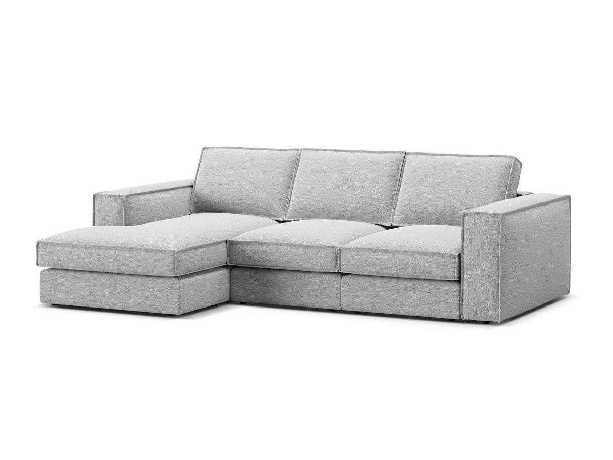 Pola 3-Sitzer Ecksofa, Linke Seite, aus Strukturierter Stoff in Hellgrau (BABEL LIGHT GREY), 284x158 cm von Micadoni – Bild 4
