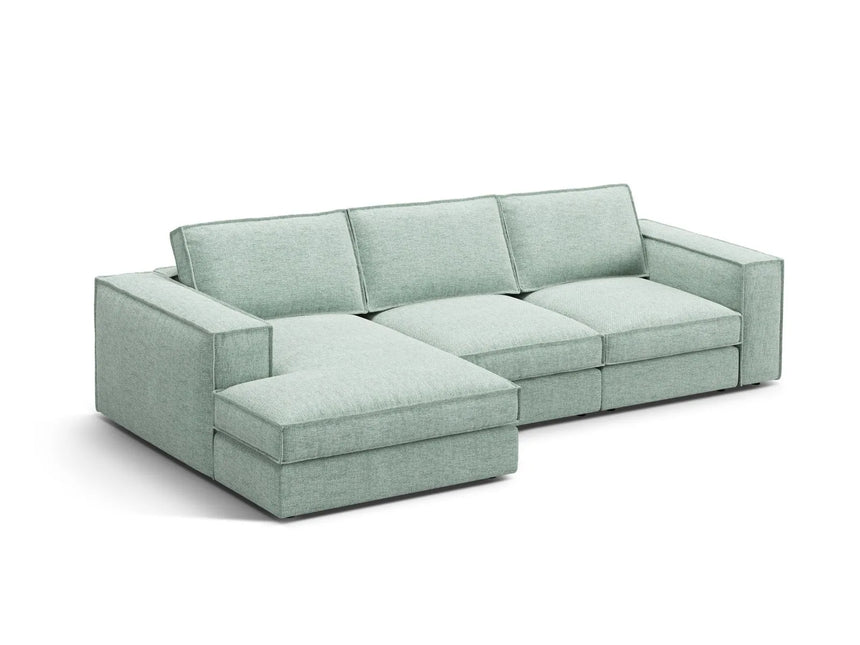 Pola 3-Sitzer Ecksofa, Linke Seite, aus Strukturierter Stoff in Minze (BABEL SAFIRA), 284x158 cm von Micadoni – Bild 3
