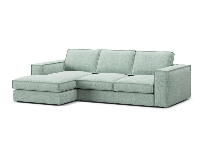 Pola 3-Sitzer Ecksofa, Linke Seite, aus Strukturierter Stoff in Minze (BABEL SAFIRA), 284x158 cm von Micadoni – Bild 4