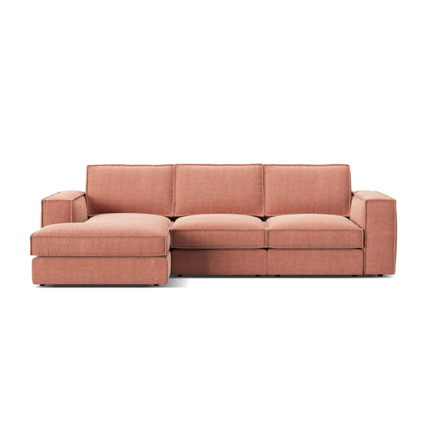 Pola 3-Sitzer Ecksofa, Linke Seite, aus Samt oder Strukturstoff, 284x158 cm - ZEN ZONE Furniture