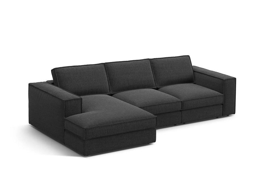 Pola 3-Sitzer Ecksofa, Linke Seite, aus Strukturierter Stoff in Schwarz (BABEL BLACK), 284x158 cm von Micadoni – Bild 3