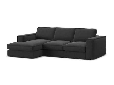 Pola 3-Sitzer Ecksofa, Linke Seite, aus Strukturierter Stoff in Schwarz (BABEL BLACK), 284x158 cm von Micadoni – Bild 4