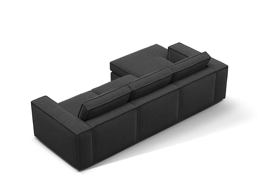 Pola 3-Sitzer Ecksofa, Linke Seite, aus Strukturierter Stoff in Schwarz (BABEL BLACK), 284x158 cm von Micadoni – Bild 5