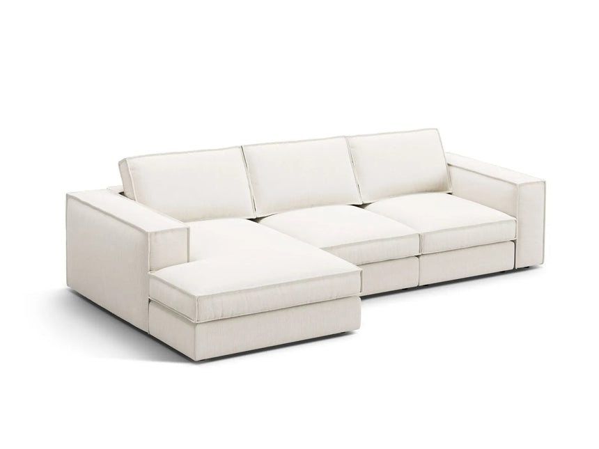 Pola 3-Sitzer Ecksofa, Linke Seite, aus Strukturierter Stoff in Weiß (BABEL WHITE), 284x158 cm von Micadoni – Bild 3