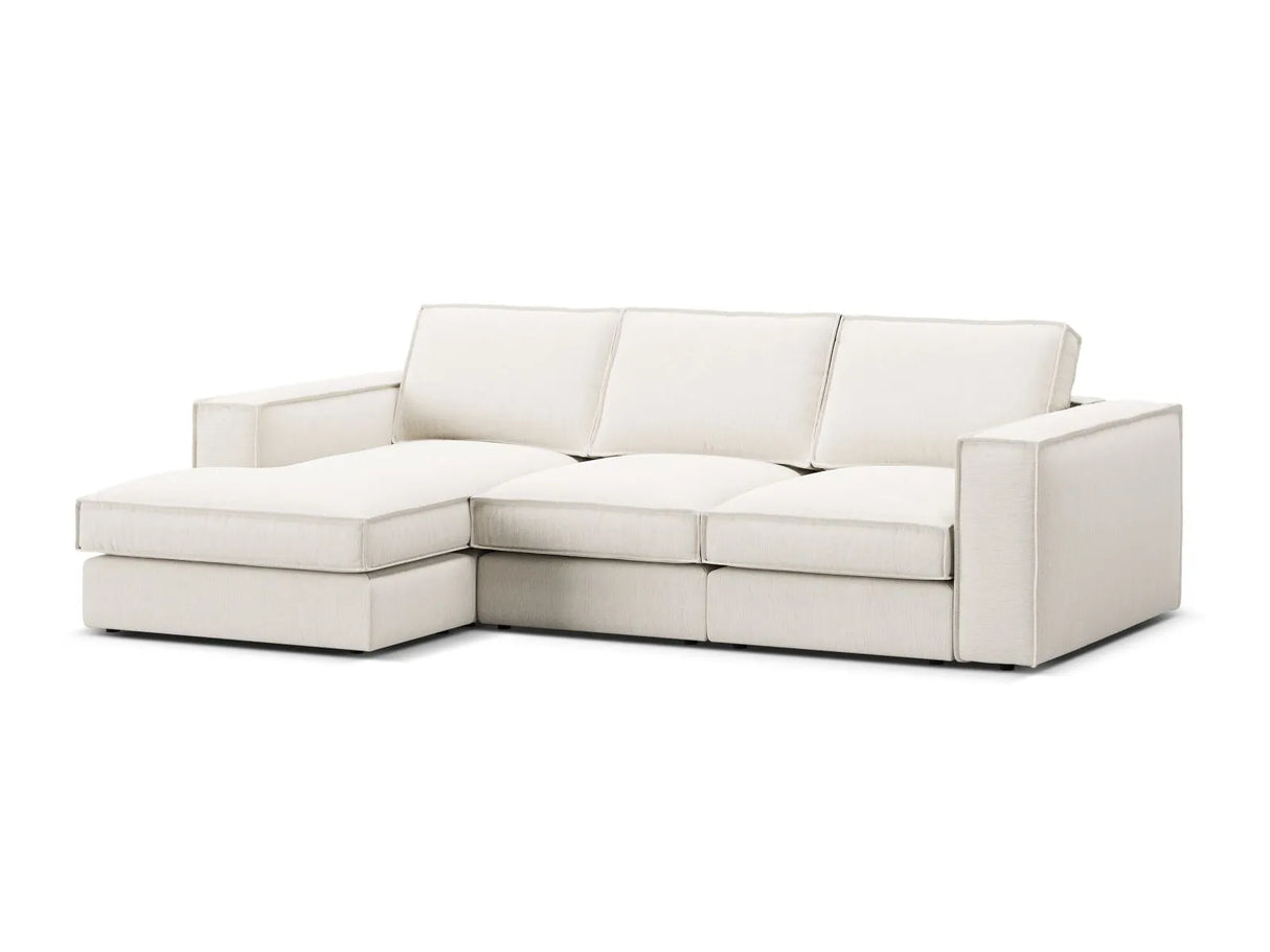 Pola 3-Sitzer Ecksofa, Linke Seite, aus Strukturierter Stoff in Weiß (BABEL WHITE), 284x158 cm von Micadoni – Bild 4