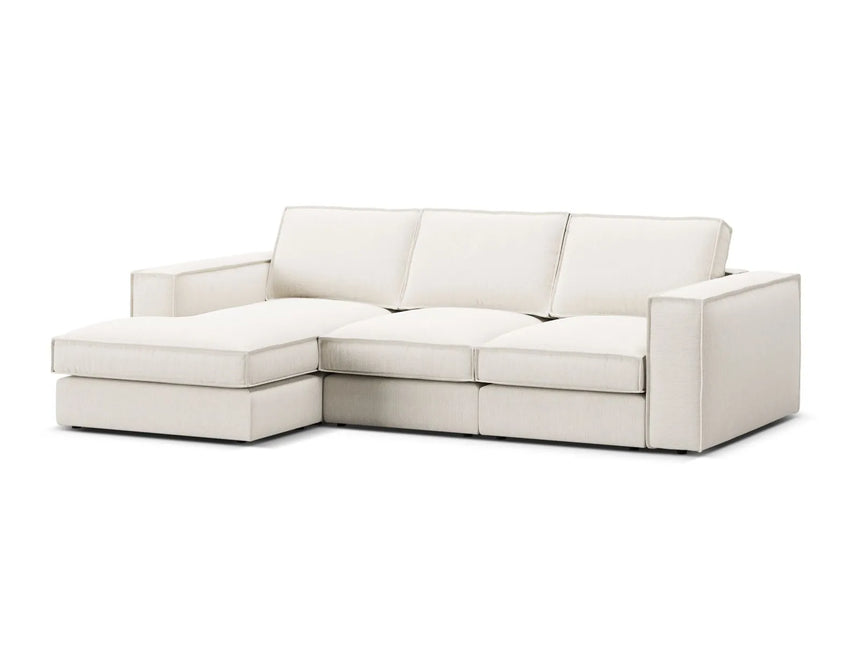 Pola 3-Sitzer Ecksofa, Linke Seite, aus Strukturierter Stoff in Weiß (BABEL WHITE), 284x158 cm von Micadoni – Bild 4