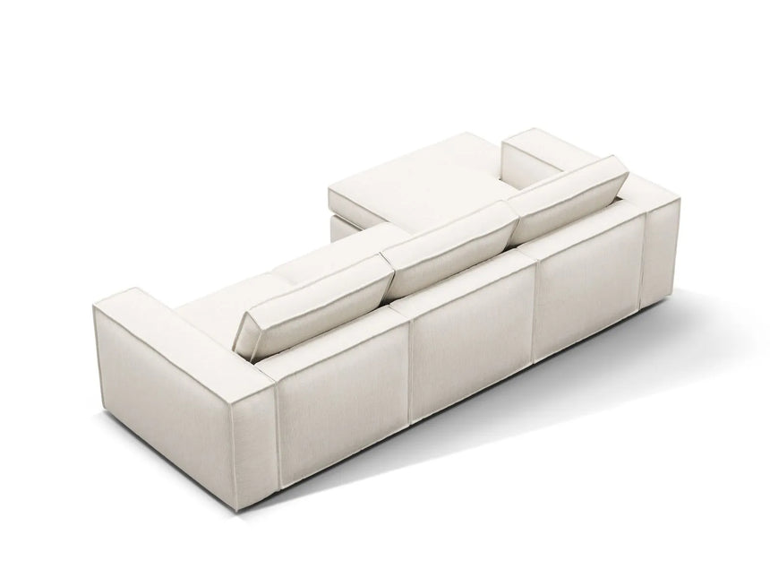 Pola 3-Sitzer Ecksofa, Linke Seite, aus Strukturierter Stoff in Weiß (BABEL WHITE), 284x158 cm von Micadoni – Bild 5