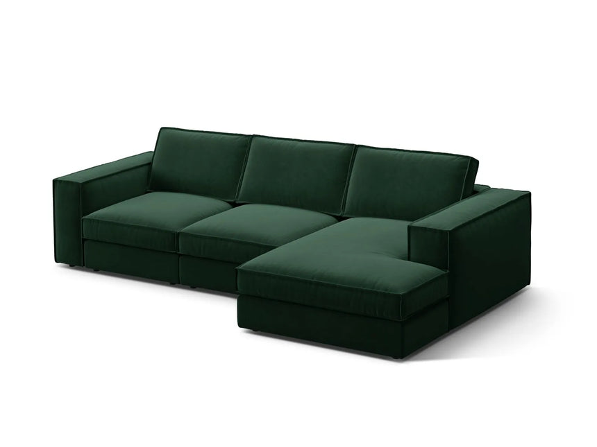 Pola 3-Sitzer Ecksofa, Rechte Seite, aus Samt in Flaschengrün (Salvador 7), 284x158 cm von Micadoni – Bild 3