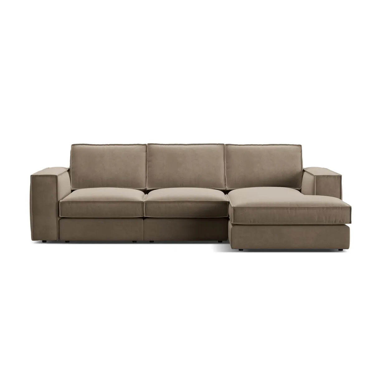 Pola 3-Sitzer Ecksofa, Rechte Seite, aus Samt oder Strukturstoff, 284x158 cm - ZEN ZONE Furniture
