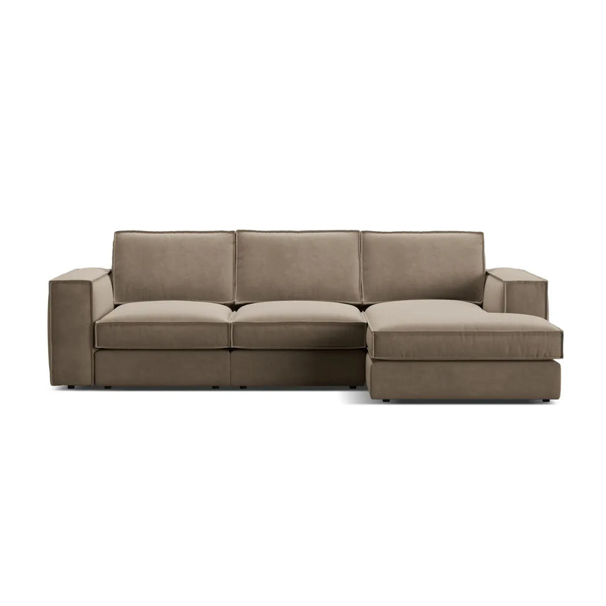 Pola 3-Sitzer Ecksofa, Rechte Seite, aus Samt oder Strukturstoff, 284x158 cm - ZEN ZONE Furniture