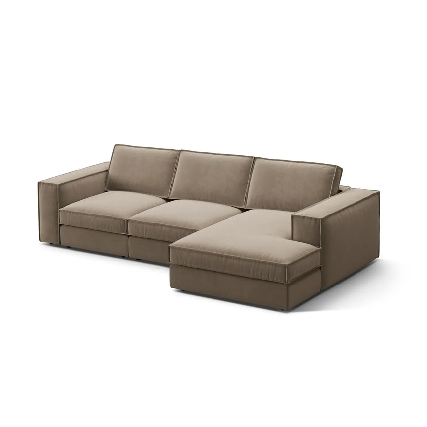 Pola 3-Sitzer Ecksofa, Rechte Seite, aus Samt oder Strukturstoff, 284x158 cm - ZEN ZONE Furniture