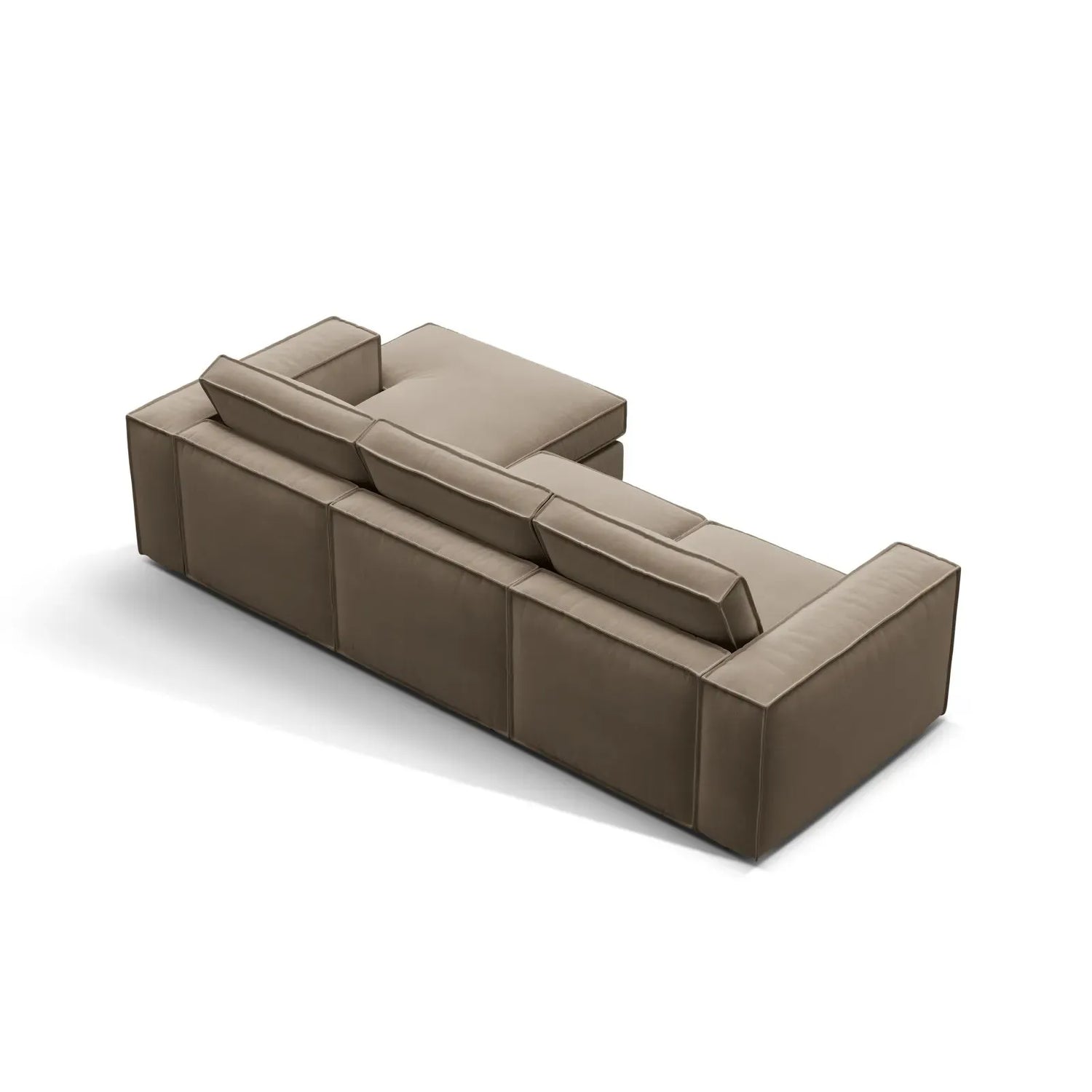 Pola 3-Sitzer Ecksofa, Rechte Seite, aus Samt oder Strukturstoff, 284x158 cm - ZEN ZONE Furniture