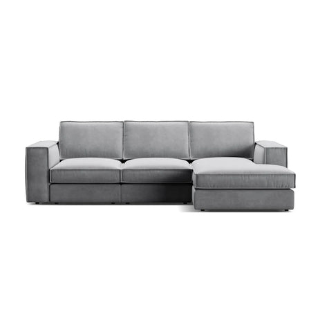 Pola 3-Sitzer Ecksofa, Rechte Seite, aus Samt oder Strukturstoff, 284x158 cm - ZEN ZONE Furniture