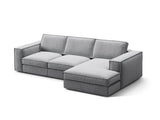 Pola 3-Sitzer Ecksofa, Rechte Seite, aus Samt in Grau (Salvador 17), 284x158 cm von Micadoni – Bild 3