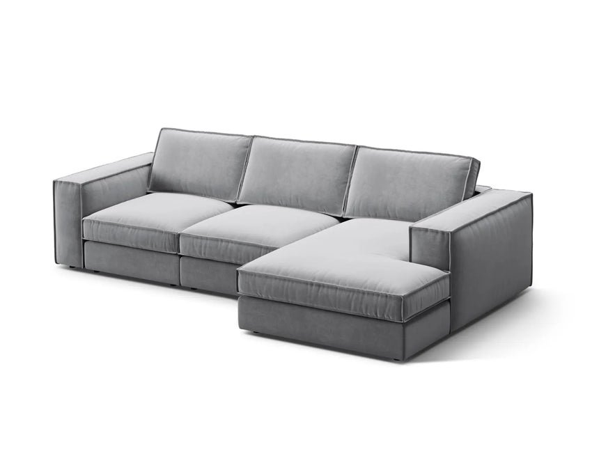 Pola 3-Sitzer Ecksofa, Rechte Seite, aus Samt in Grau (Salvador 17), 284x158 cm von Micadoni – Bild 3