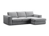 Pola 3-Sitzer Ecksofa, Rechte Seite, aus Samt in Grau (Salvador 17), 284x158 cm von Micadoni – Bild 4