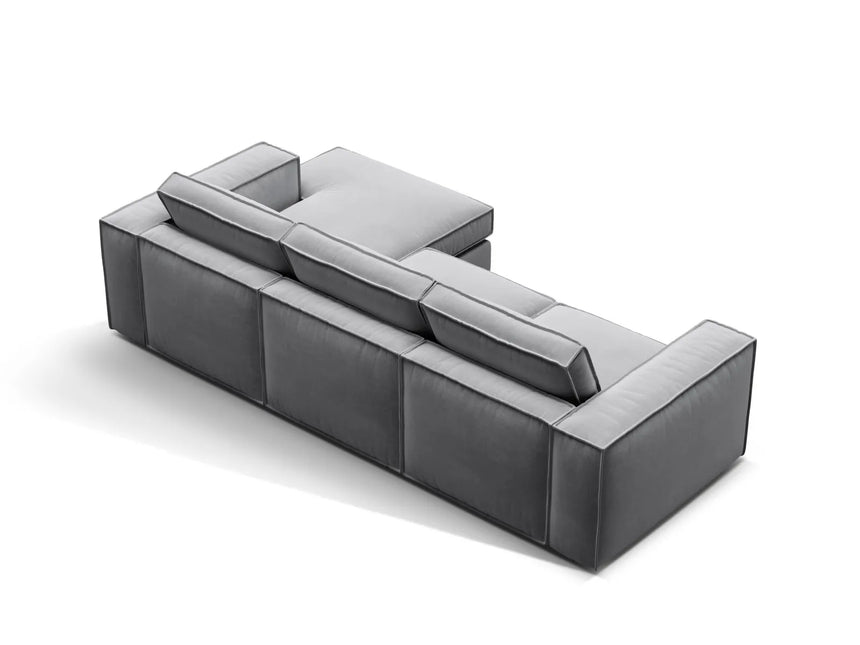 Pola 3-Sitzer Ecksofa, Rechte Seite, aus Samt in Grau (Salvador 17), 284x158 cm von Micadoni – Bild 5
