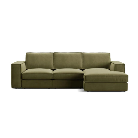 Pola 3-Sitzer Ecksofa, Rechte Seite, aus Samt oder Strukturstoff, 284x158 cm - ZEN ZONE Furniture