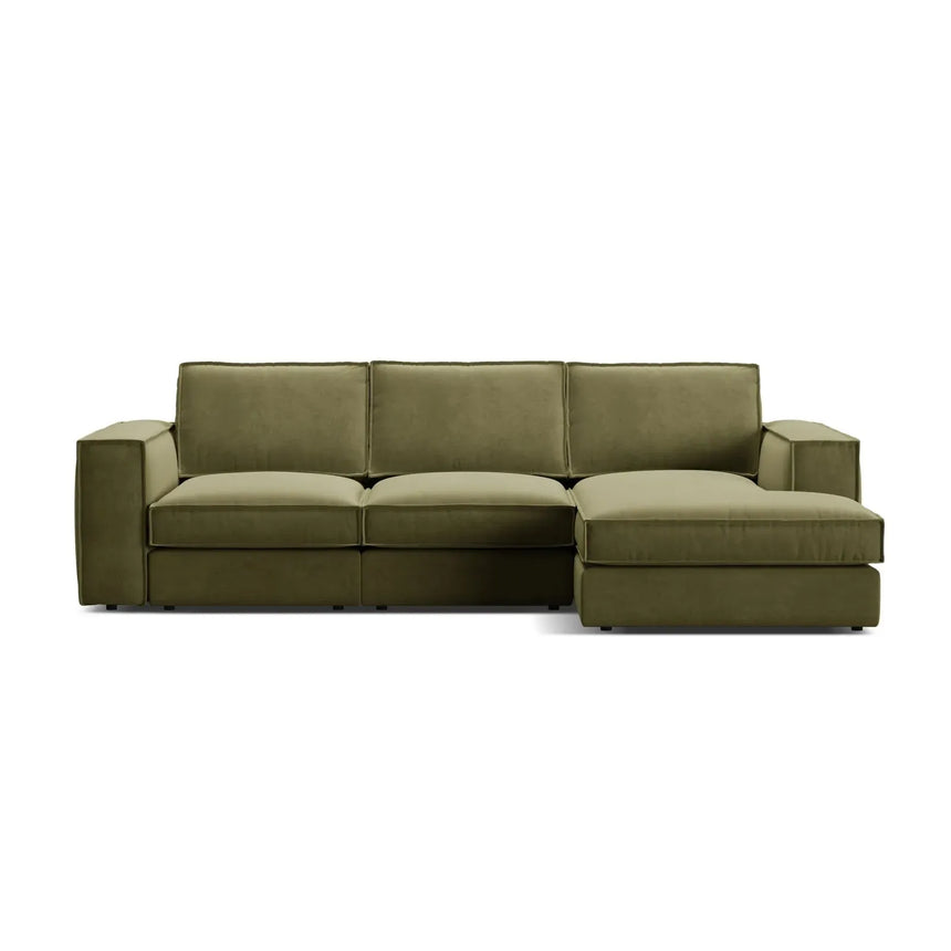 Pola 3-Sitzer Ecksofa, Rechte Seite, aus Samt oder Strukturstoff, 284x158 cm - ZEN ZONE Furniture