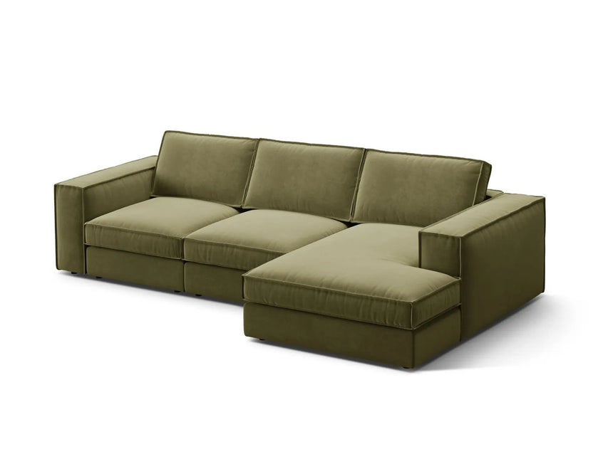 Pola 3-Sitzer Ecksofa, Rechte Seite, aus Samt in Grün (Salvador 8), 284x158 cm von Micadoni – Bild 3