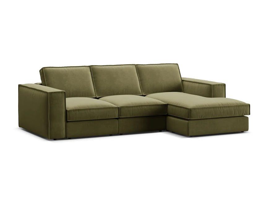 Pola 3-Sitzer Ecksofa, Rechte Seite, aus Samt in Grün (Salvador 8), 284x158 cm von Micadoni – Bild 4