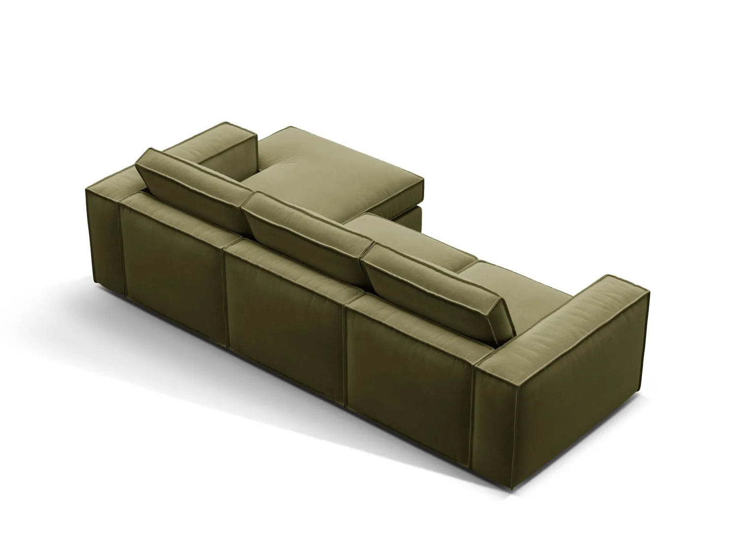 Pola 3-Sitzer Ecksofa, Rechte Seite, aus Samt in Grün (Salvador 8), 284x158 cm von Micadoni – Bild 5