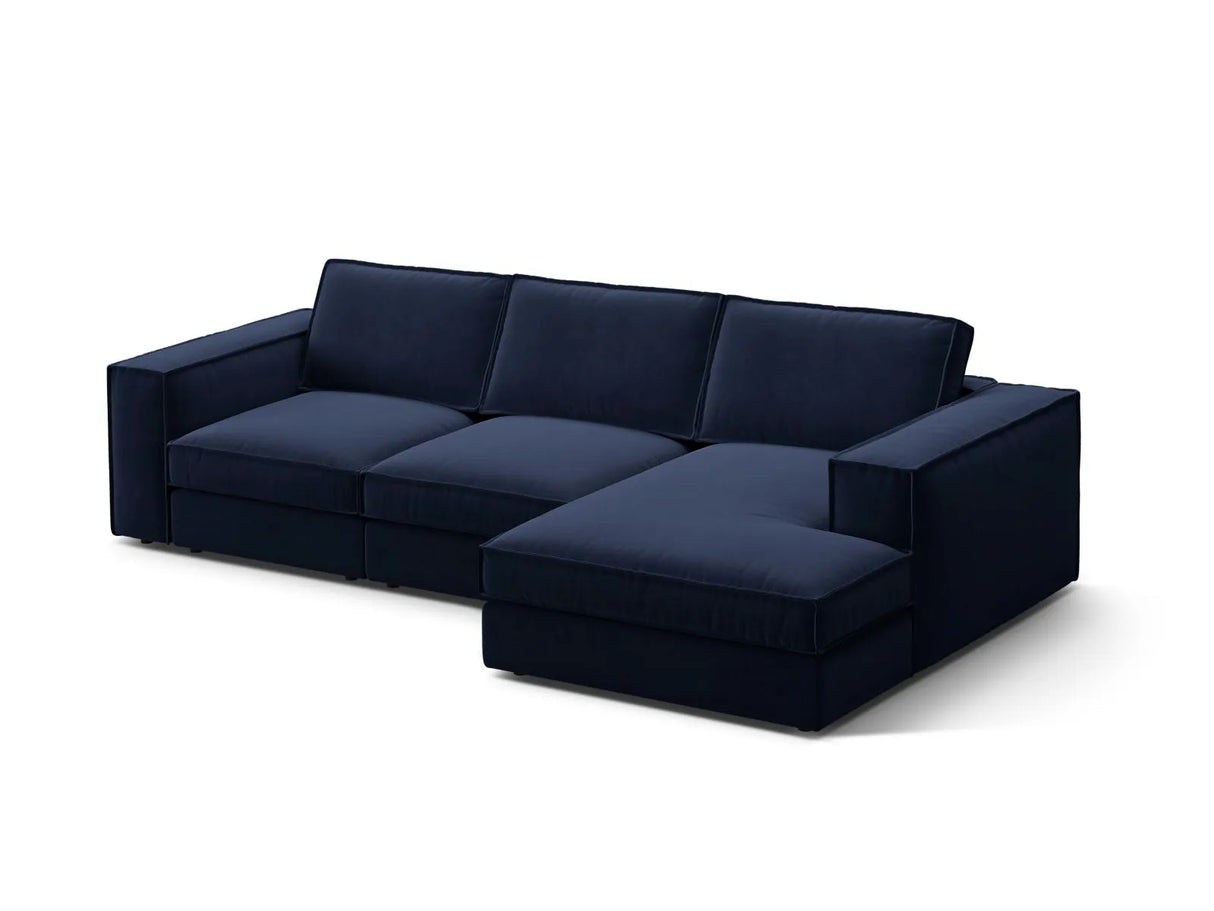 Pola 3-Sitzer Ecksofa, Rechte Seite, aus Samt in Königsblau (Salvador 5), 284x158 cm von Micadoni – Bild 3