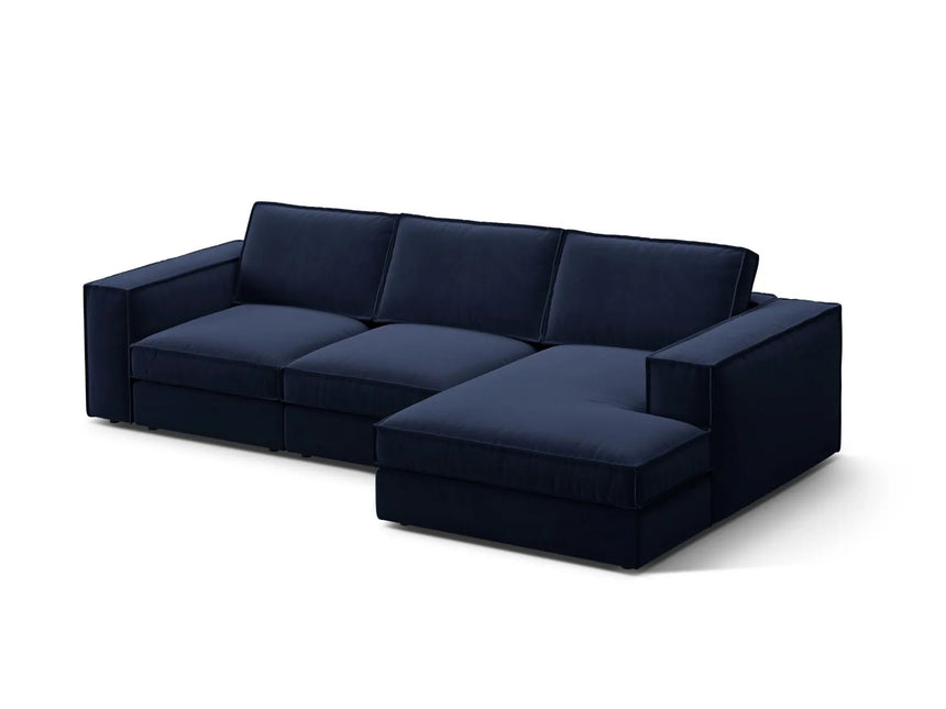 Pola 3-Sitzer Ecksofa, Rechte Seite, aus Samt in Königsblau (Salvador 5), 284x158 cm von Micadoni – Bild 3