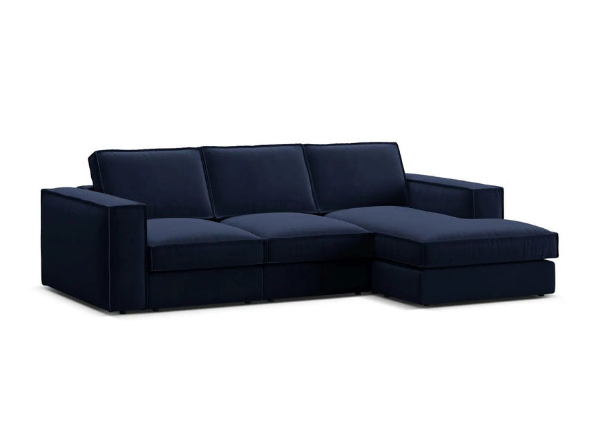 Pola 3-Sitzer Ecksofa, Rechte Seite, aus Samt in Königsblau (Salvador 5), 284x158 cm von Micadoni – Bild 4