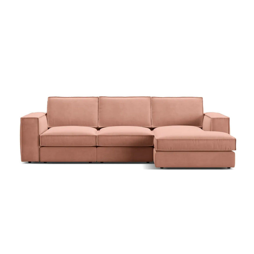 Pola 3-Sitzer Ecksofa, Rechte Seite, aus Samt oder Strukturstoff, 284x158 cm - ZEN ZONE Furniture