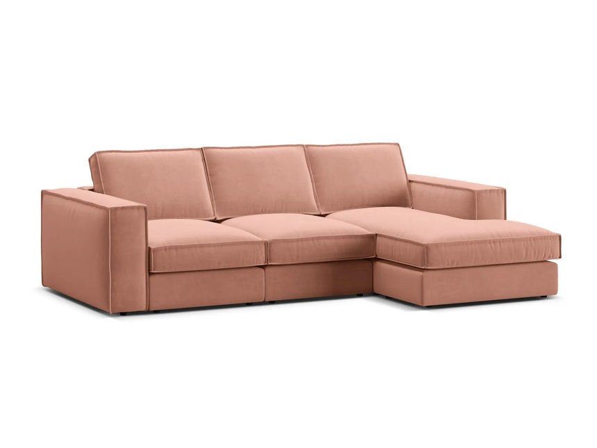 Pola 3-Sitzer Ecksofa, Rechte Seite, aus Samt in Rosa (Salvador 11), 284x158 cm von Micadoni – Bild 4
