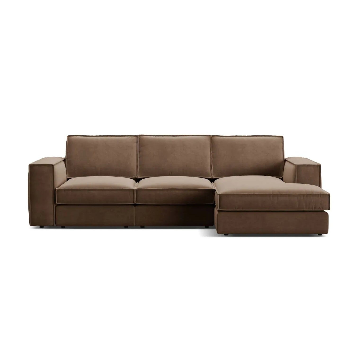Pola 3-Sitzer Ecksofa, Rechte Seite, aus Samt oder Strukturstoff, 284x158 cm - ZEN ZONE Furniture