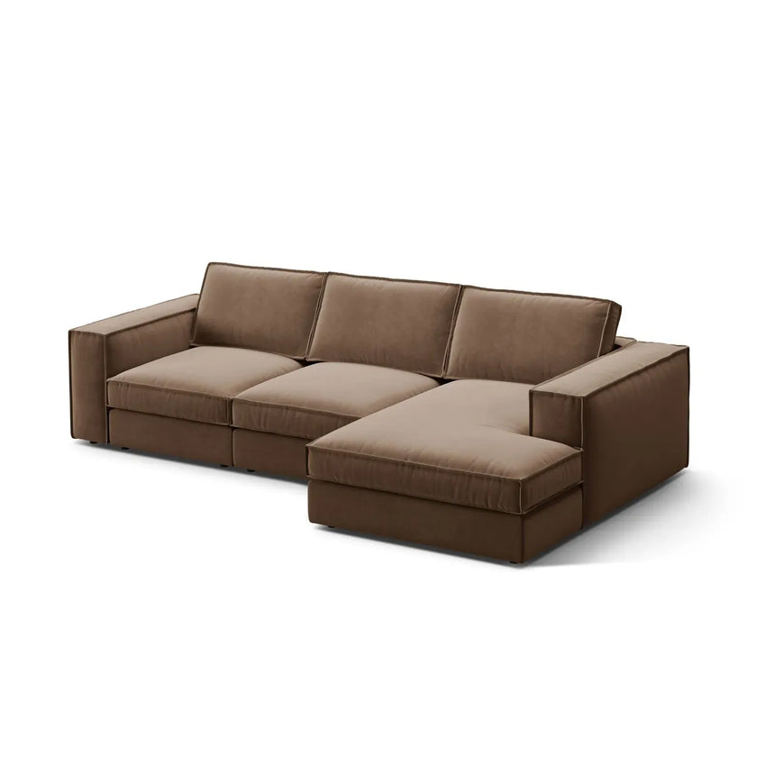 Pola 3-Sitzer Ecksofa, Rechte Seite, aus Samt oder Strukturstoff, 284x158 cm - ZEN ZONE Furniture