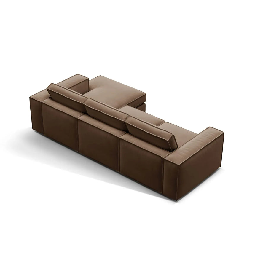 Pola 3-Sitzer Ecksofa, Rechte Seite, aus Samt oder Strukturstoff, 284x158 cm - ZEN ZONE Furniture