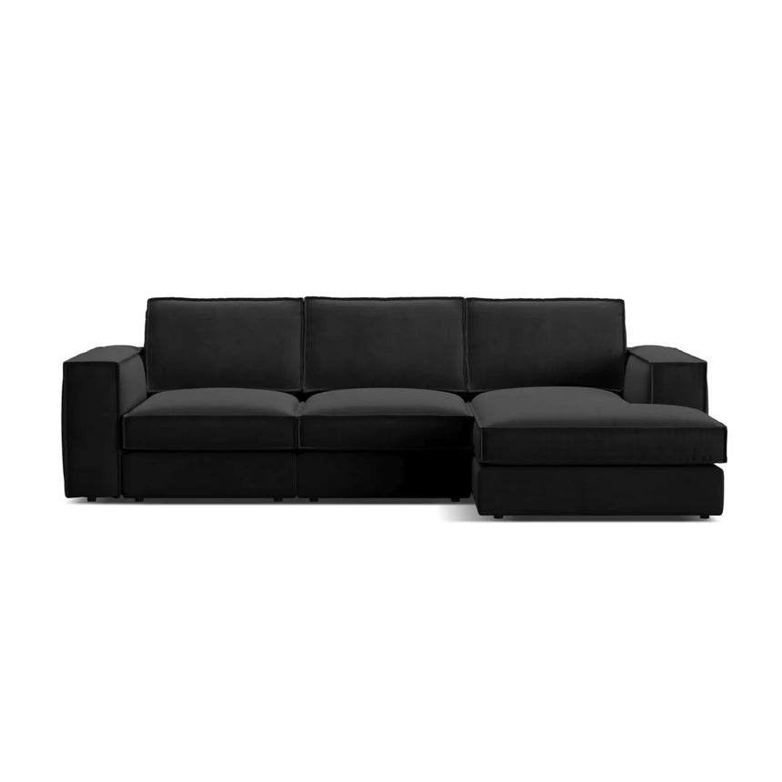 Pola 3-Sitzer Ecksofa, Rechte Seite, aus Samt oder Strukturstoff, 284x158 cm - ZEN ZONE Furniture