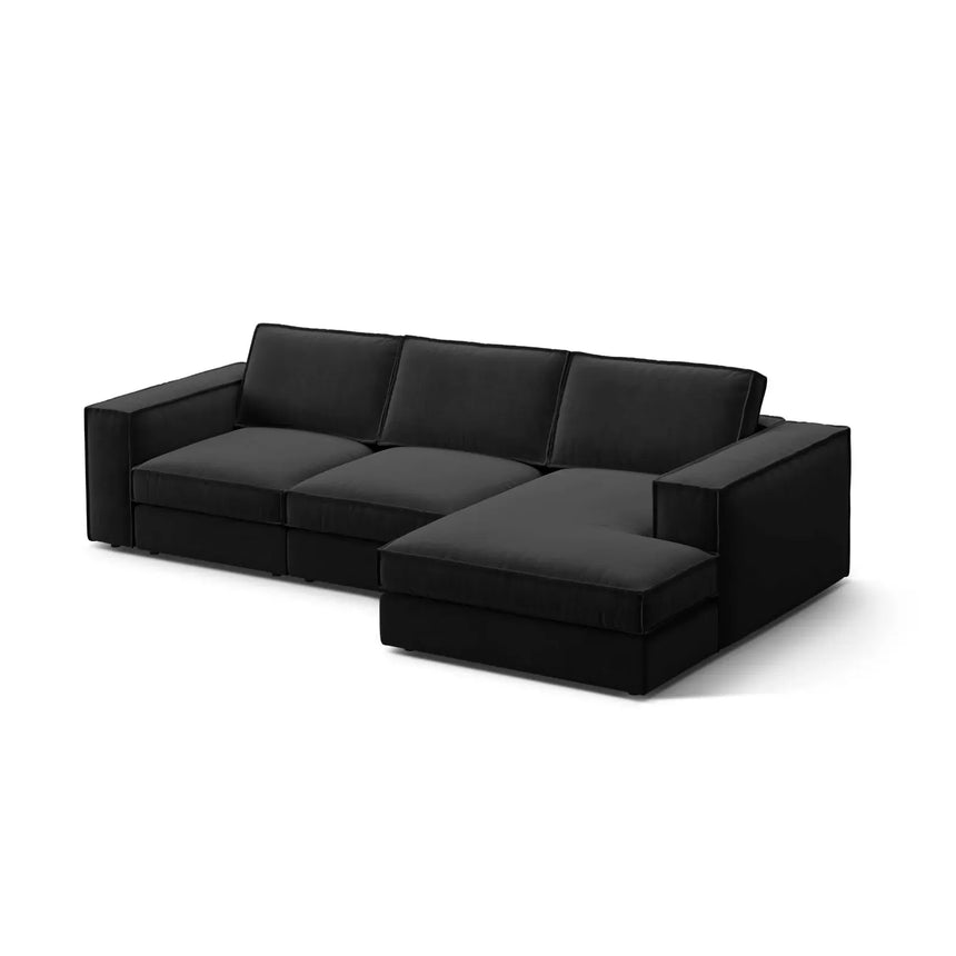 Pola 3-Sitzer Ecksofa, Rechte Seite, aus Samt oder Strukturstoff, 284x158 cm - ZEN ZONE Furniture