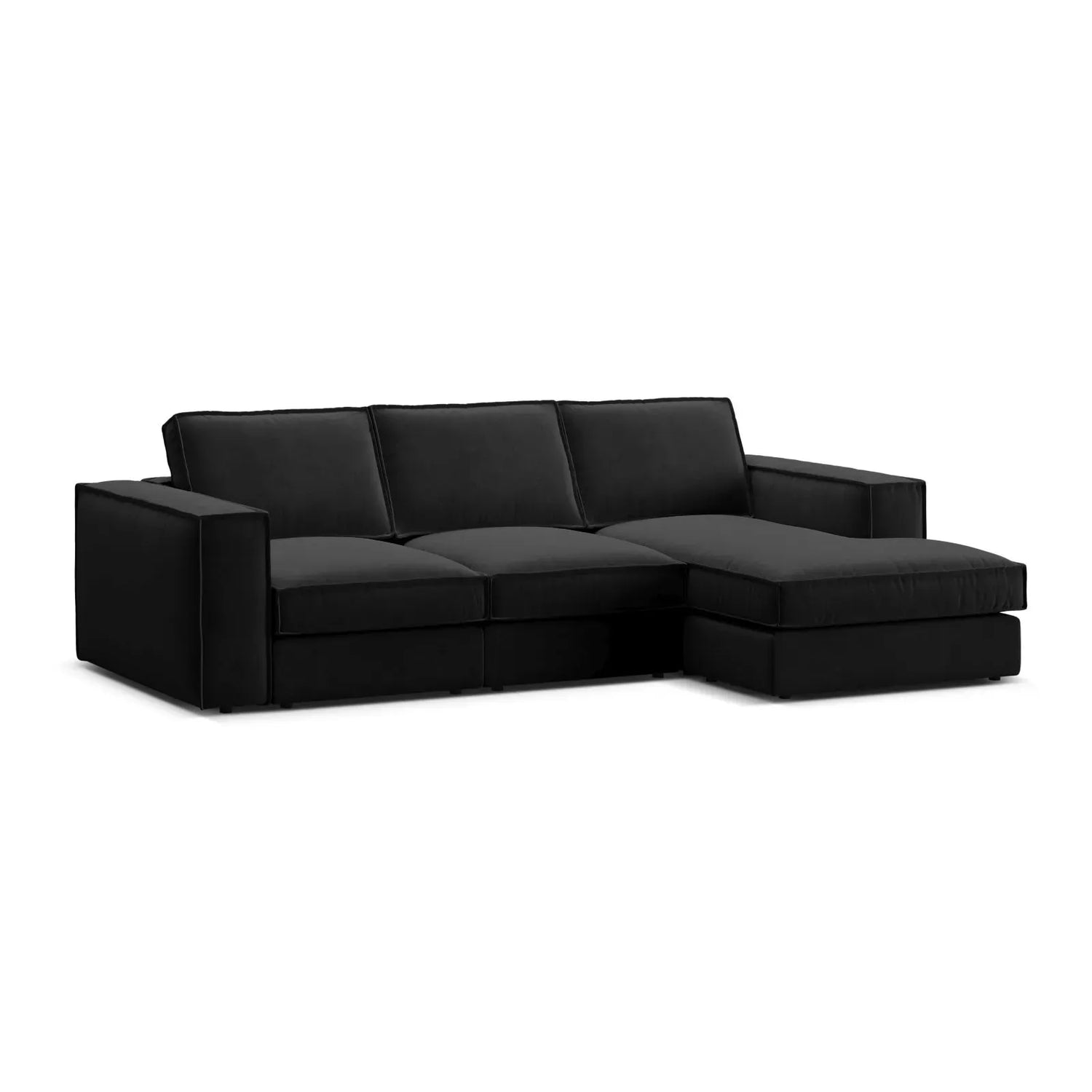 Pola 3-Sitzer Ecksofa, Rechte Seite, aus Samt oder Strukturstoff, 284x158 cm - ZEN ZONE Furniture