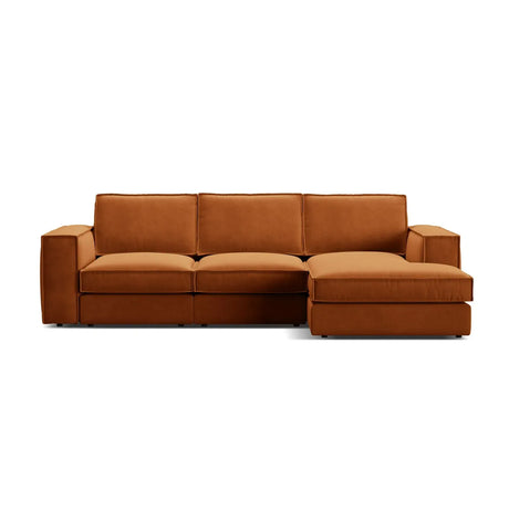 Pola 3-Sitzer Ecksofa, Rechte Seite, aus Samt oder Strukturstoff, 284x158 cm - ZEN ZONE Furniture