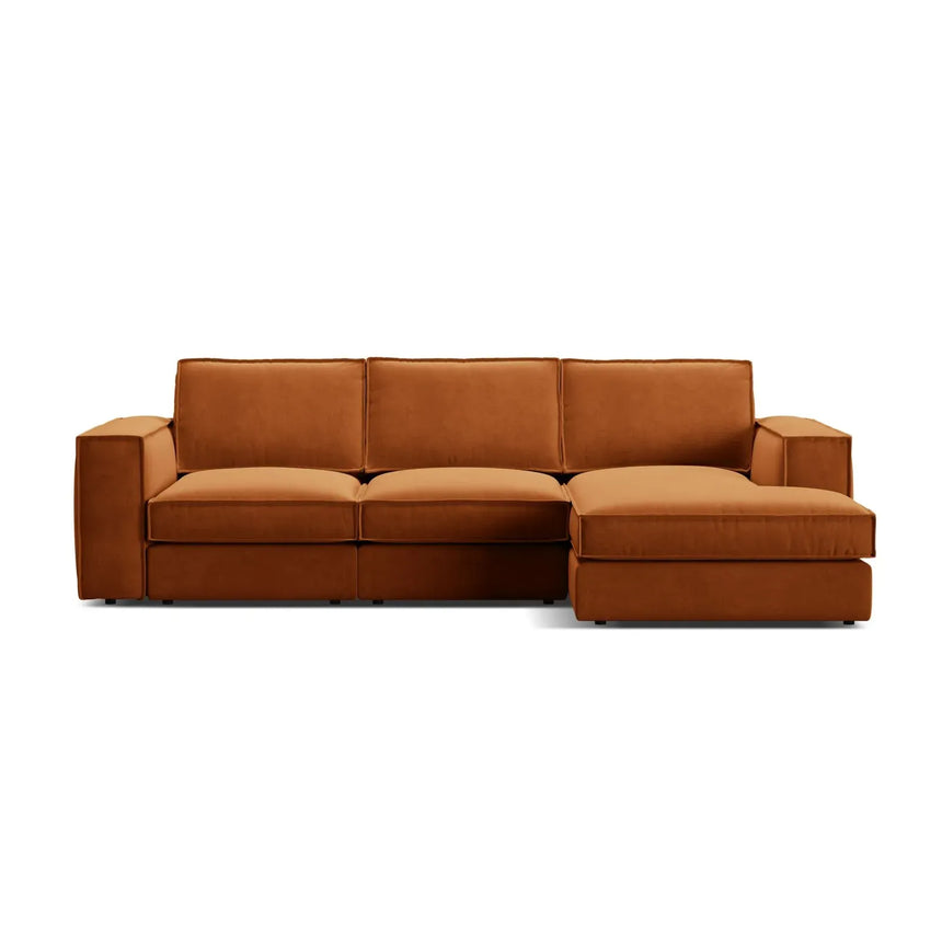 Pola 3-Sitzer Ecksofa, Rechte Seite, aus Samt oder Strukturstoff, 284x158 cm - ZEN ZONE Furniture
