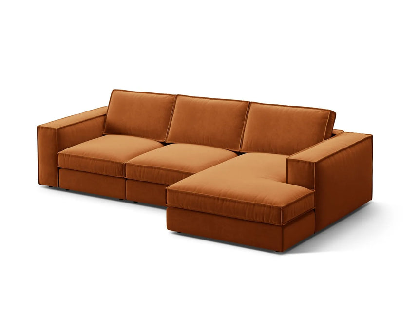 Pola 3-Sitzer Ecksofa, Rechte Seite, aus Samt in Terrakotta (Salvador 14), 284x158 cm von Micadoni – Bild 3